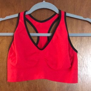 Racerback sports bra red black trim lrg NWOT Hanes